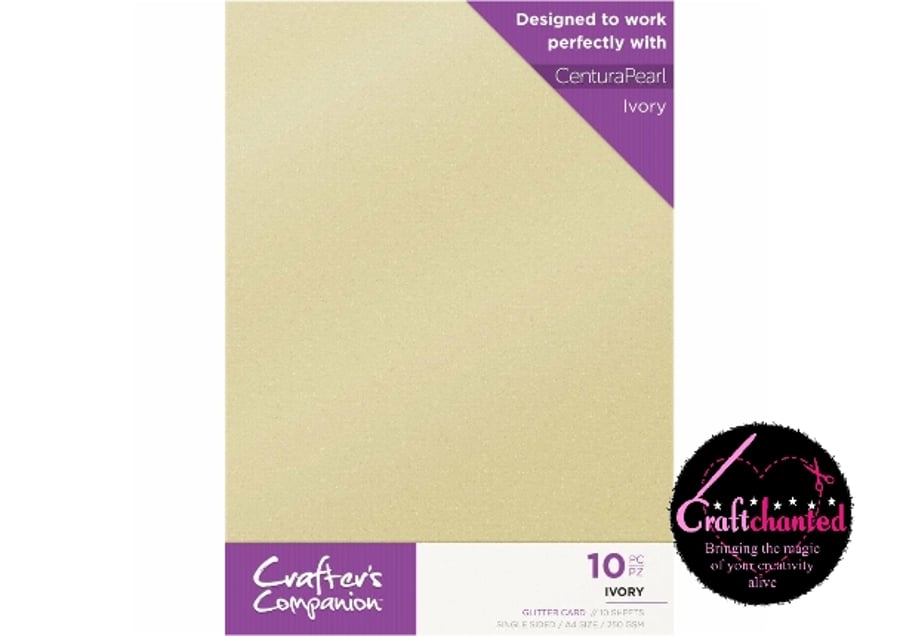 Crafter's Companion - Glitter Card - Ivory - A4 - 250gsm - 10 Pack