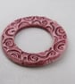 Rose Red Spiral Ceramic Pendant Loop Connector - Image 4