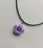 Flower pendant necklace with waxed cotton cord. Charm necklace. Gift for her.