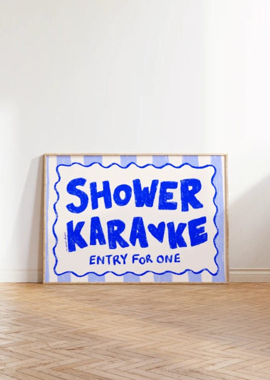 Shower Karaoke Art Print Poster, Vintage Print, Trendy Retro Print, big words Il