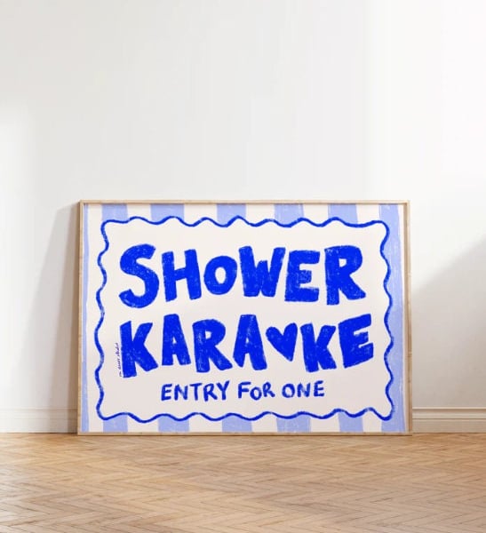 Shower Karaoke Art Print Poster, Vintage Print, Trendy Retro Print, big words Il