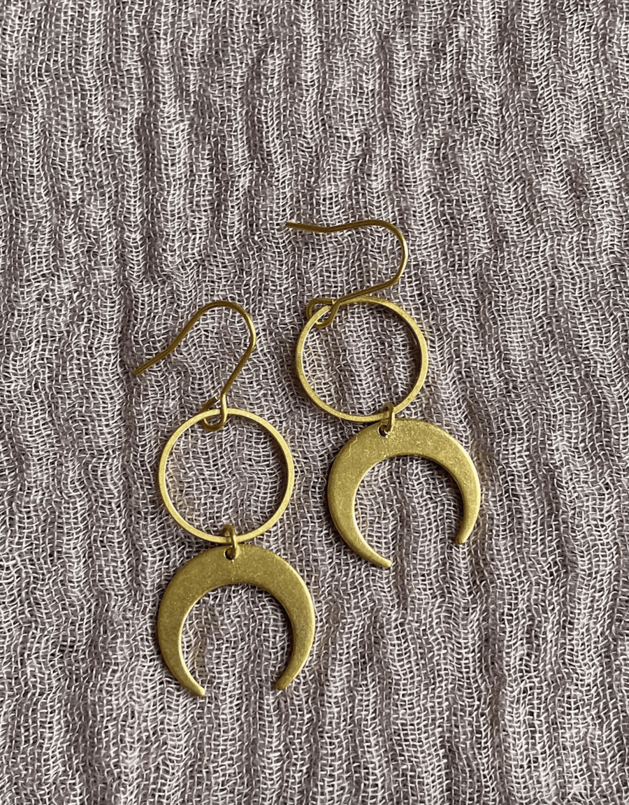 Minimalist geometric brass earrings, gift for her