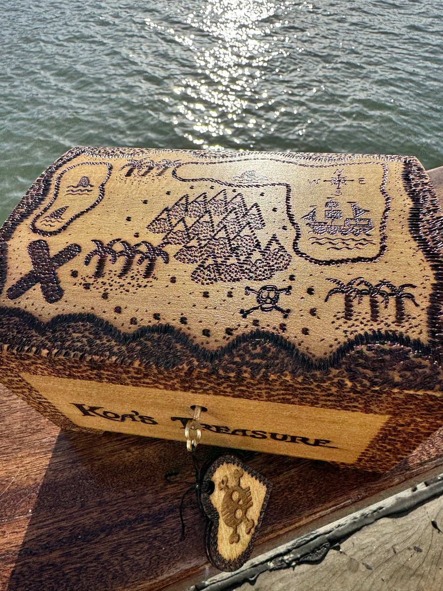 Hand-Burned Wooden Treasure Chest – Personalised Keepsake Box