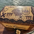 Hand-Burned Wooden Treasure Chest – Personalised Keepsake Box