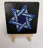 Hand painted star of David square coaster - Image 1