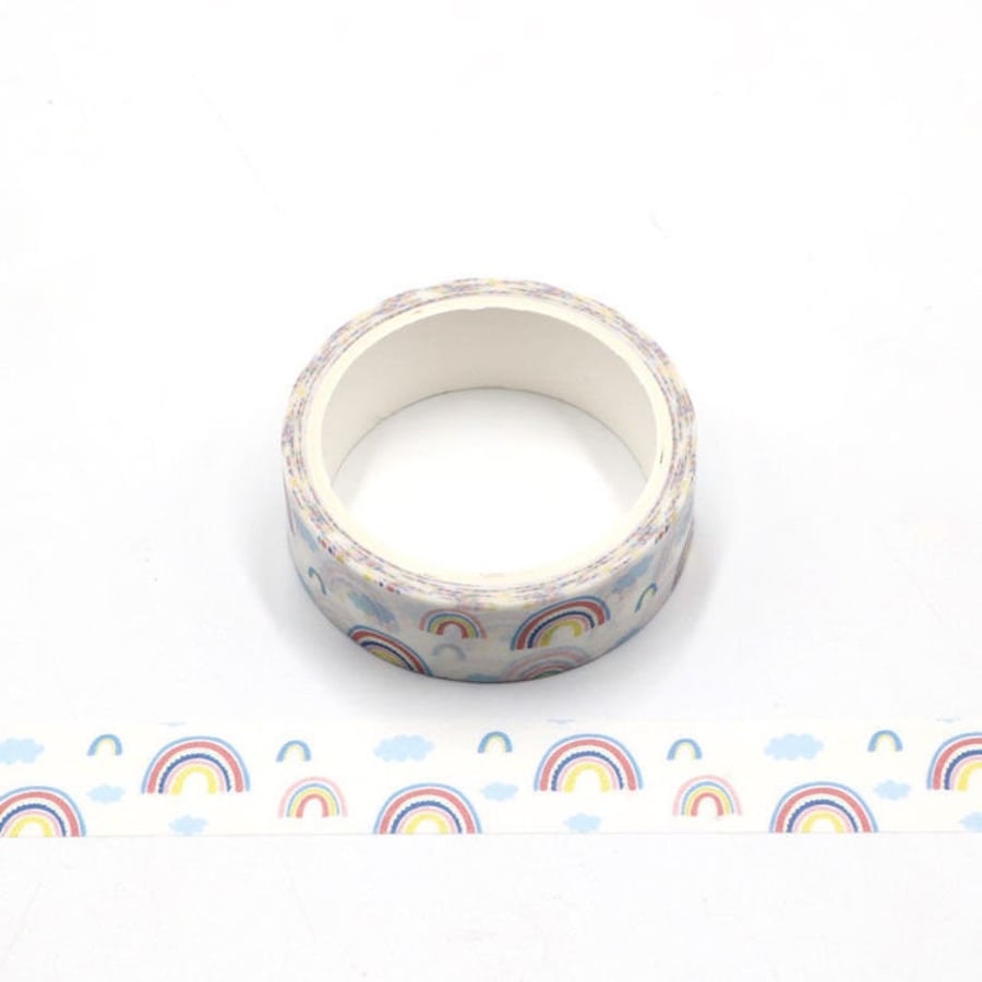 Rainbow Colourful Rainbows Washi Tape 15mm Wide x 5m Long Eco Friendly Bullet Jo