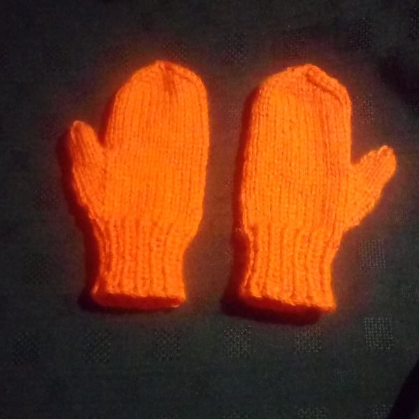 Bright Orange Reflective Children’s Mittens 