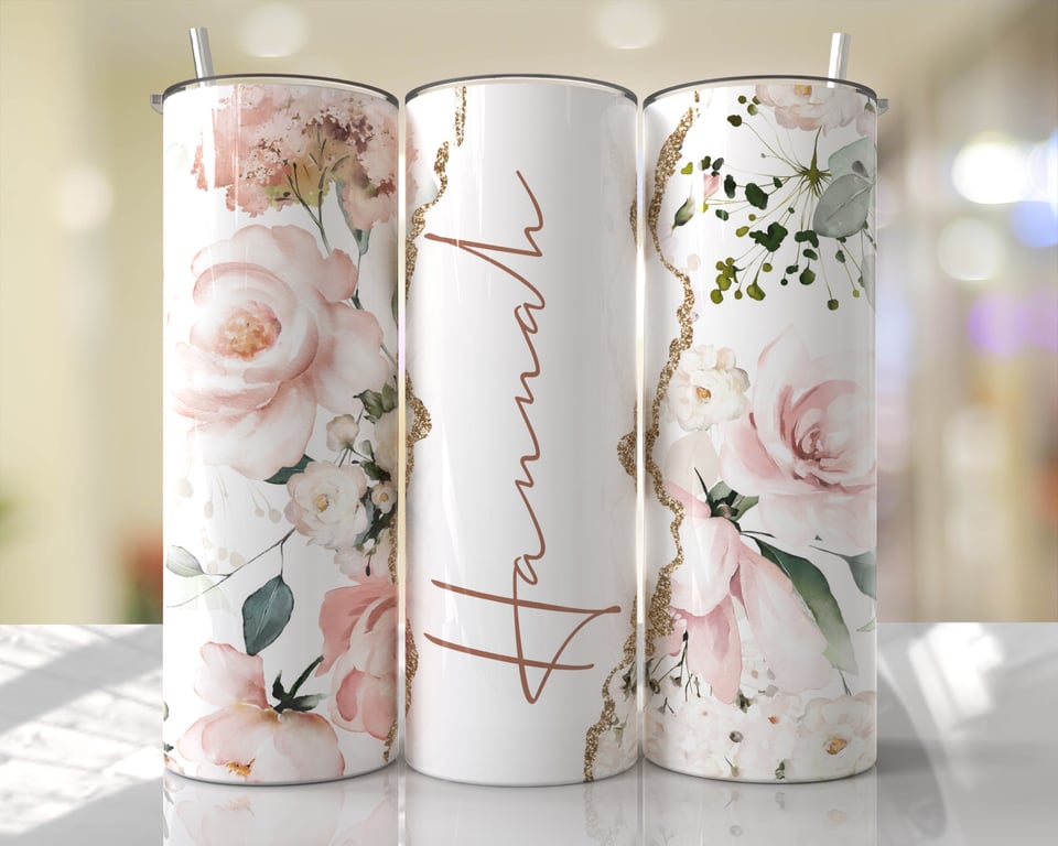 Floral 20oz Tumbler with Straw 