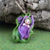 Baby Gnome on a petal crib 'Bean' OOAK Sculpt by Ann Galvin