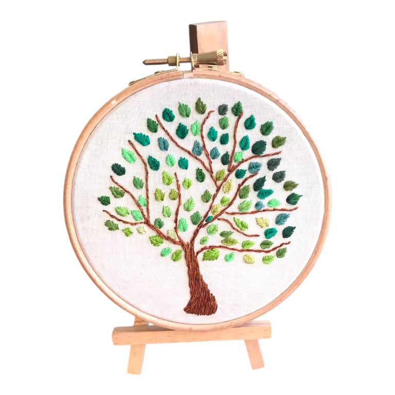 Embroidery hoop tree design