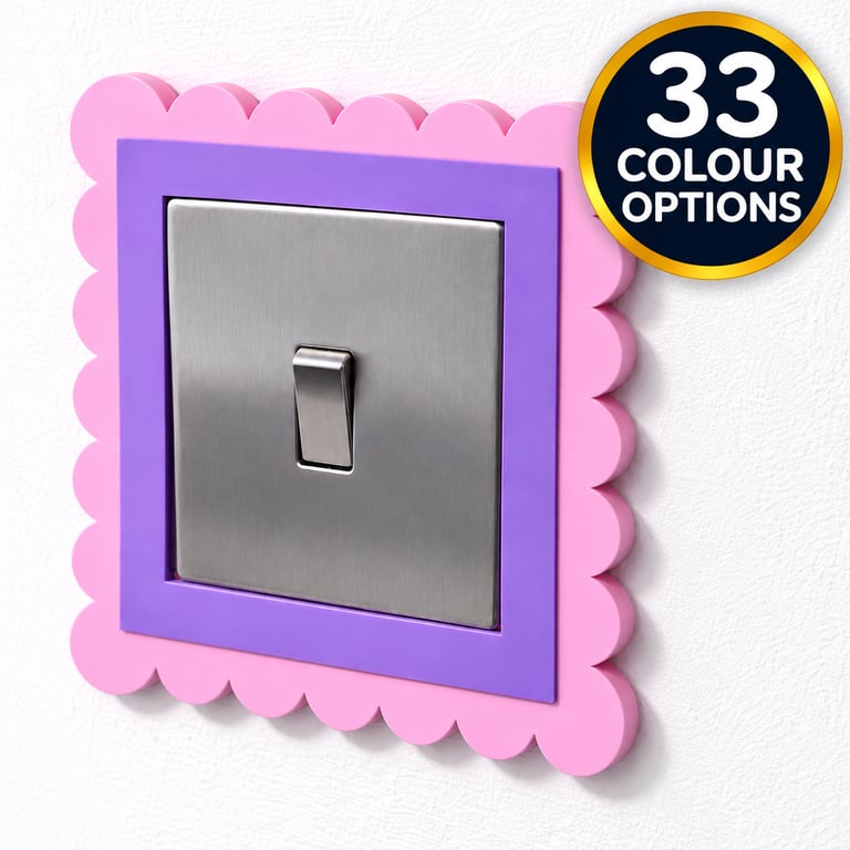Scalloped Light Switch Surround – Decorative Wavy Switch Cover – 33 Colours