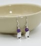 Sterling Silver Amethyst Drop Earrings - Image 2