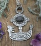 Fair Winds Mermaid Viking Ship Pendant with Grey Sapphire