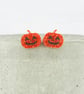 Titanium ear wire Orange glitter Pumpkin stud earrings - Hypoallergenic  - Image 5