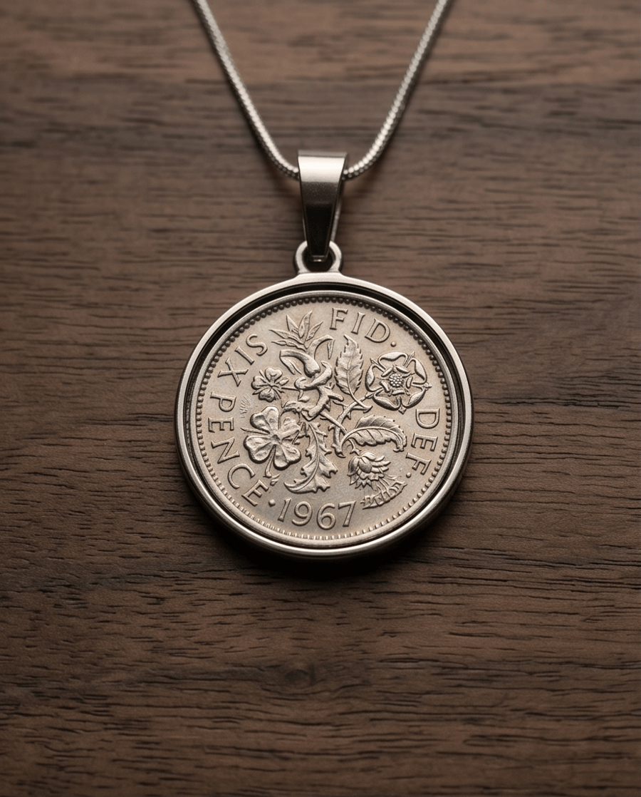 Lucky 1967 sixpence Elevate your style with the 1967 lucky Sixpence pendant 