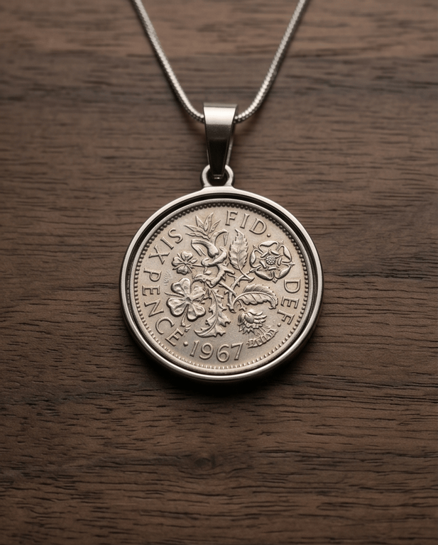 Lucky 1967 sixpence Elevate your style with the 1967 lucky Sixpence pendant 