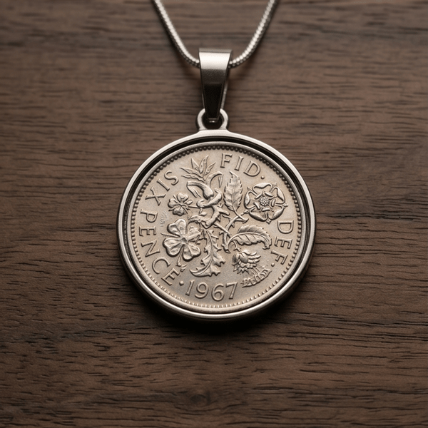 Lucky 1967 sixpence Elevate your style with the 1967 lucky Sixpence pendant 