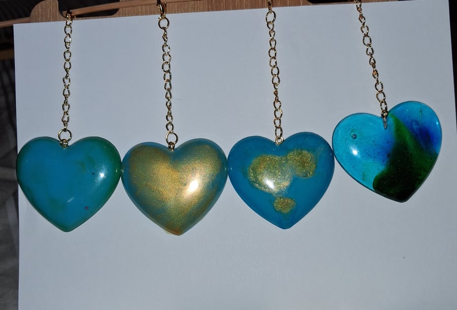 Handmade epoxy resin heart keyring