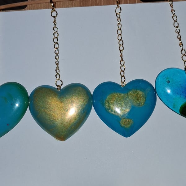 Handmade epoxy resin heart keyring
