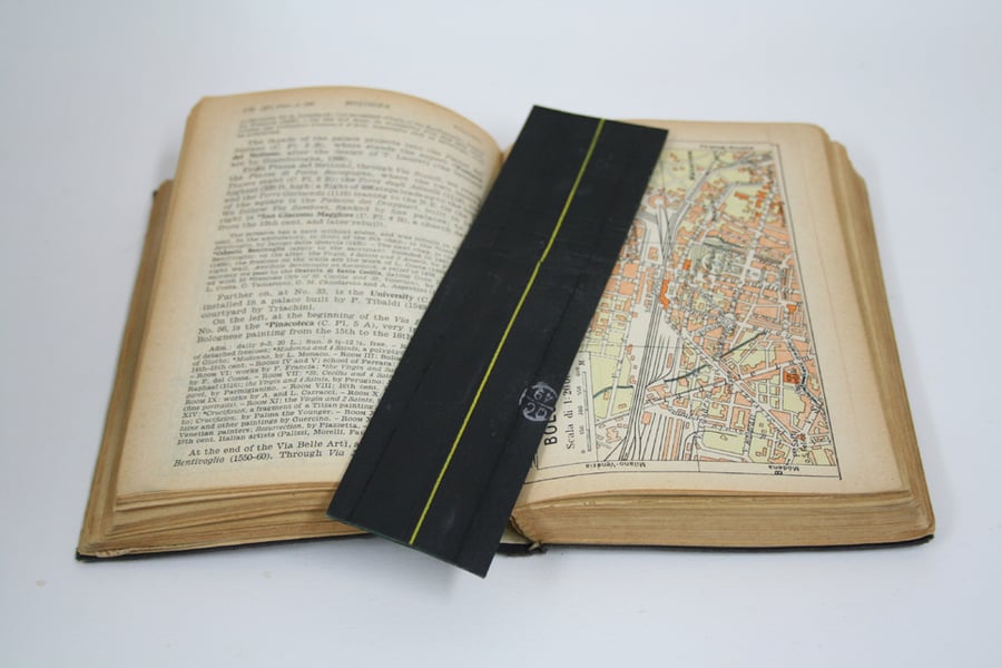 Recycled bicycle inner tube bookmark