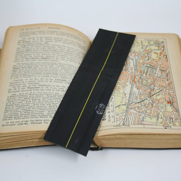 Recycled bicycle inner tube bookmark