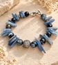 Natural Kyanite and Agate Bracelet – Handmade Blue Statement Jewellery