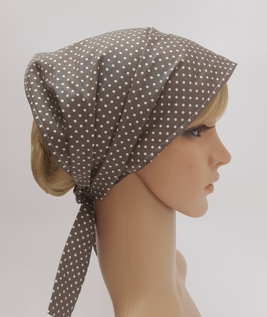 Polka dot hair covering for women, wide cotton head scarf, hair scarf