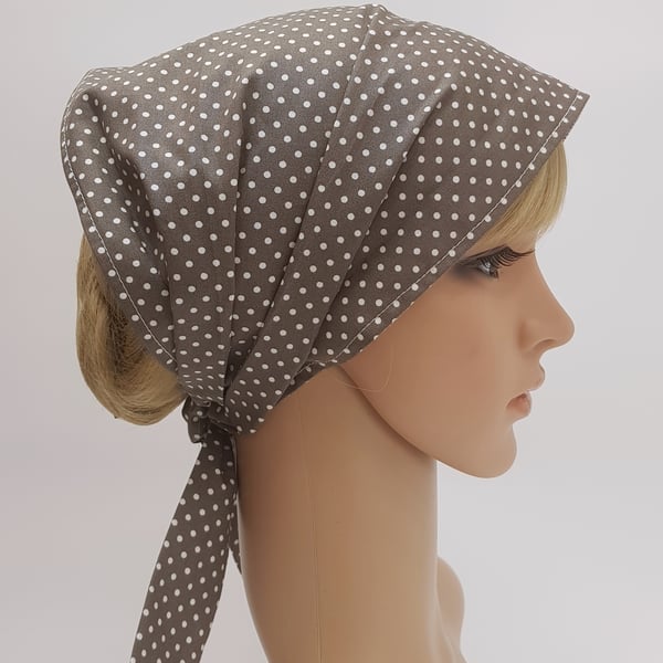 Polka dot hair covering for women, wide cotton head scarf, hair scarf