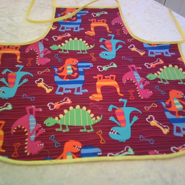 Baby Apron with Colourful Comical Dinosaurs