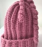 Handmade crocheted Pink adult hat