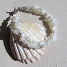 White Mother of Pearl Gemstone Shell Bracelet "Clotted Cream"