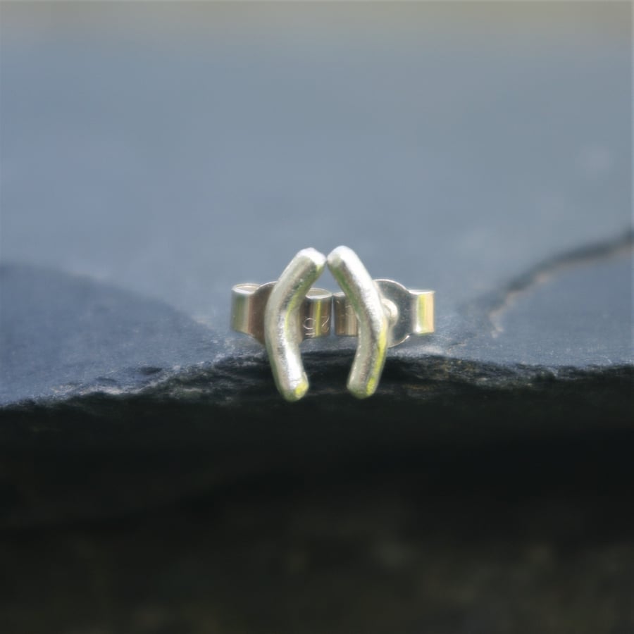 Eco Sterling Silver Small Curved  Bar Studs