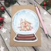 Snow Globe Shaped Christmas Card - Gingerbread House