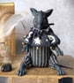 'Lumen', a black porcelain and textile mouse imp. - Image 3