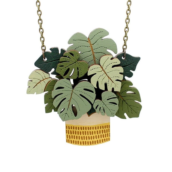 Monstera House Plant Necklace