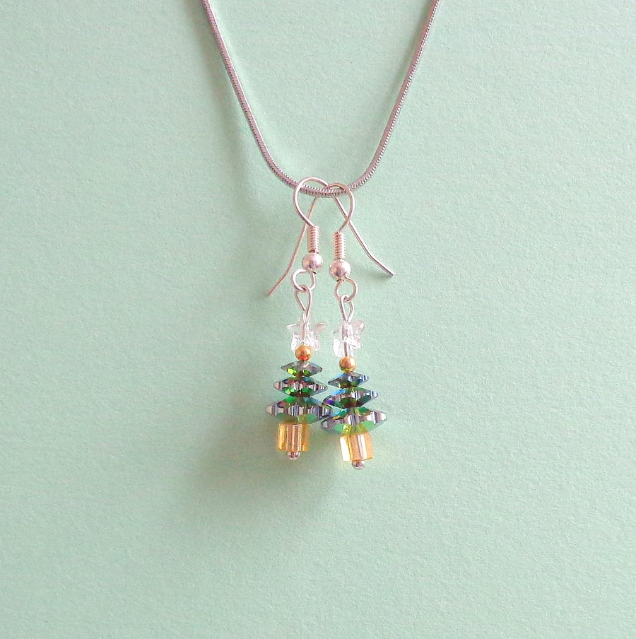 Christmas Tree with Star crystal Earrings "Rainbow"