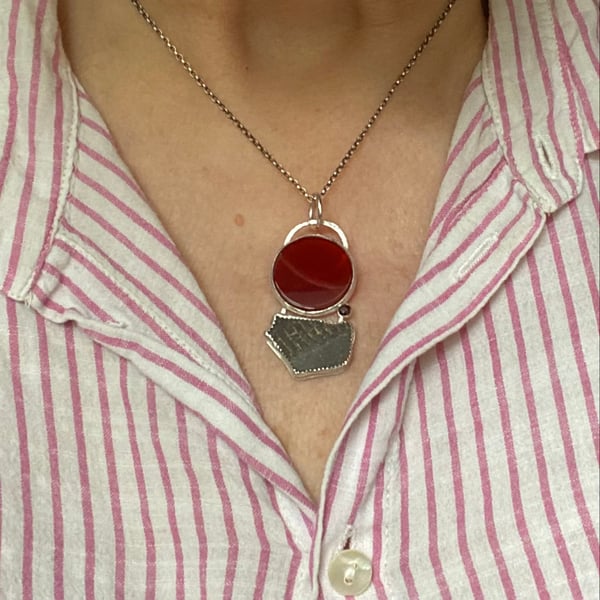 Roman shard and Carnelian pendant