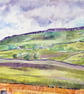 Framed Watercolour Impressionist Landscape Gate Overlooking Meadow  - Image 7