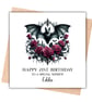 Gothic Bat Happy Birthday Card