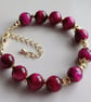 Fuchsia Tiger's Eye Gold-Plated Bracelet, Adjustable Handmade Gemstone Jeweller - Image 4