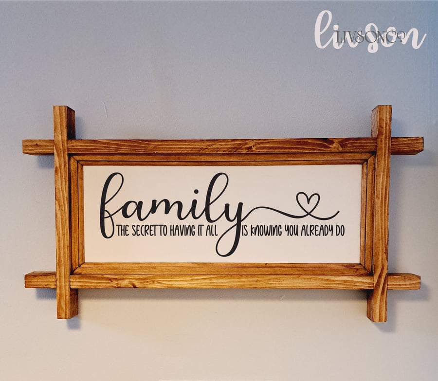 Hand Crafted Country Cottage Range "Family The Secret" Sign