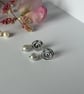 Baroque Freshwater Cultured Pearls on a Rose Bail Stud - Image 4