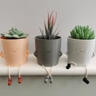 Sitting Pot With Dangly Legs, Cute Plant Pot, Planter With Legs, Smiley Face Pot