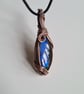 Blue Natural Labradorite Copper Unisex Necklace Pendant Gift Crystal Jewellery 