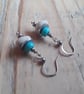 Beach Pebble Earrings with Turquoise Glass Beads - Image 4