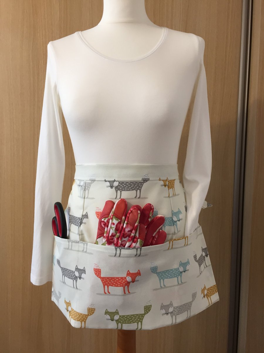 Gardening apron, Craft apron, Half apron, Fox apron