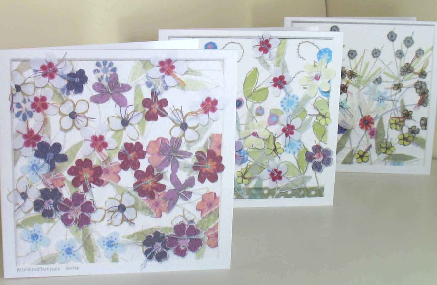 Set of 3  Flower Garden cards
