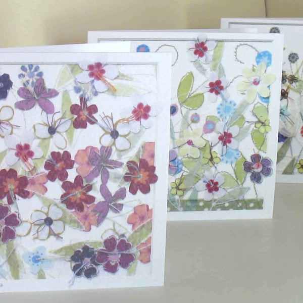 Set of 3  Flower Garden cards