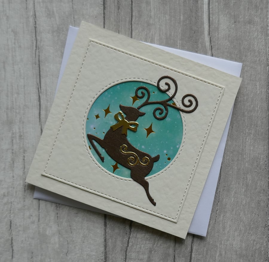 Brown and Gold Elegant Reindeer - Christmas Card