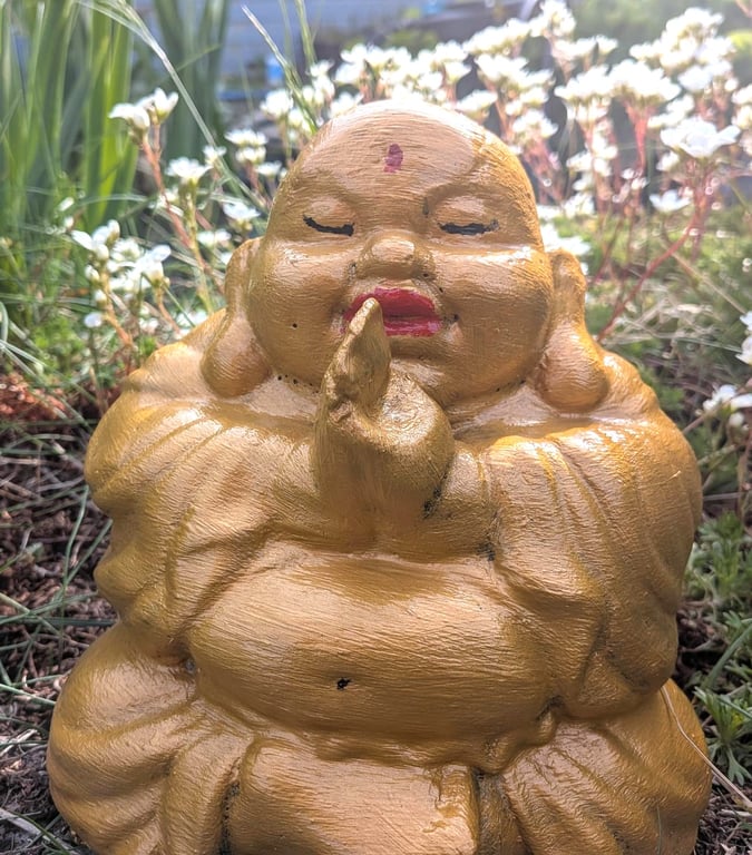 Gold Coloured Buddha, Concrete Garden Ornament